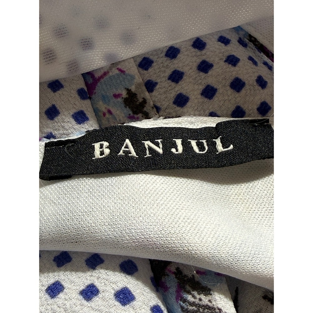 BANJUL Floral‎ Polka Dot Halter Wide Leg Jumpsuit Blue White Tie Waist  NWOT M - Picture 8 of 8